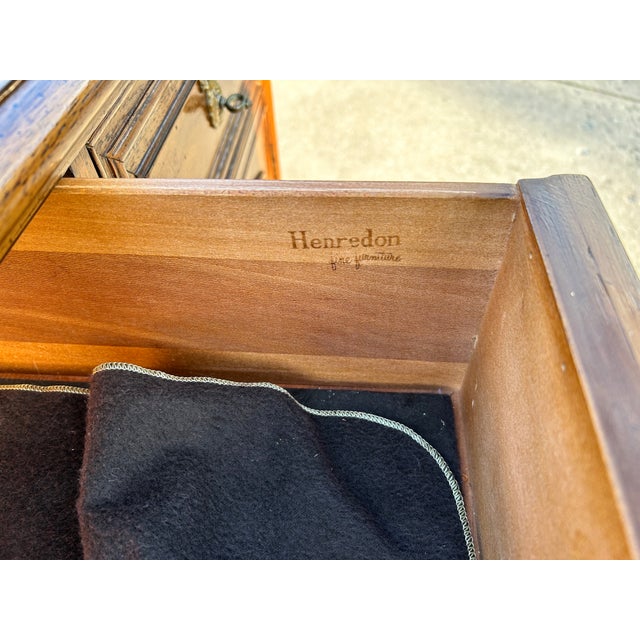 1970s Henredon French Provincial Sideboard Buffet | Vintage 1970s Traditional Wood Credenza With Brass Hardware For Sale - Image 5 of 10