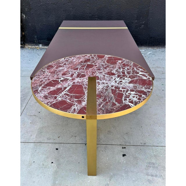 Baxter “Selene” Dining Table by Hagit Pincovici, Brass & Marble, Italian Modern For Sale In Los Angeles - Image 6 of 18