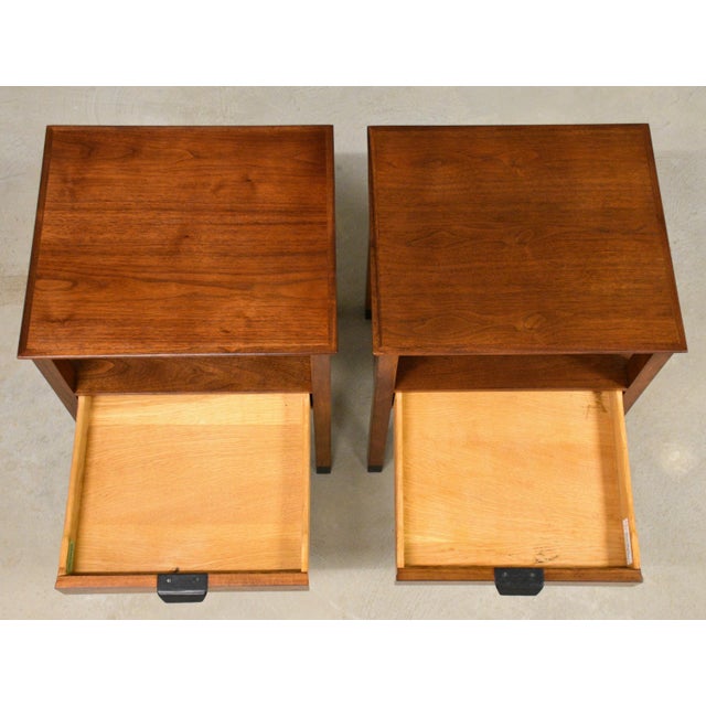 1950s 1950s Refinished Walnut Nightstands by Edward Wormley for Dunbar - A Pair For Sale - Image 5 of 12