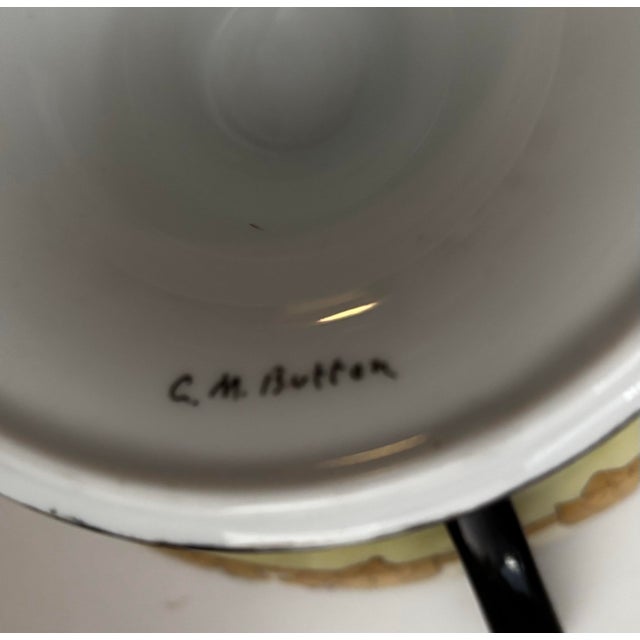 Antique Art Nouveau Hand-Painted Porcelain Pedestal Bowl, Signed C. M. Button, C. 1900 For Sale In New York - Image 6 of 6