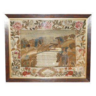 Antique William IV Needlework Stumpwork Sampler with Hardwood Frame, 1834 For Sale