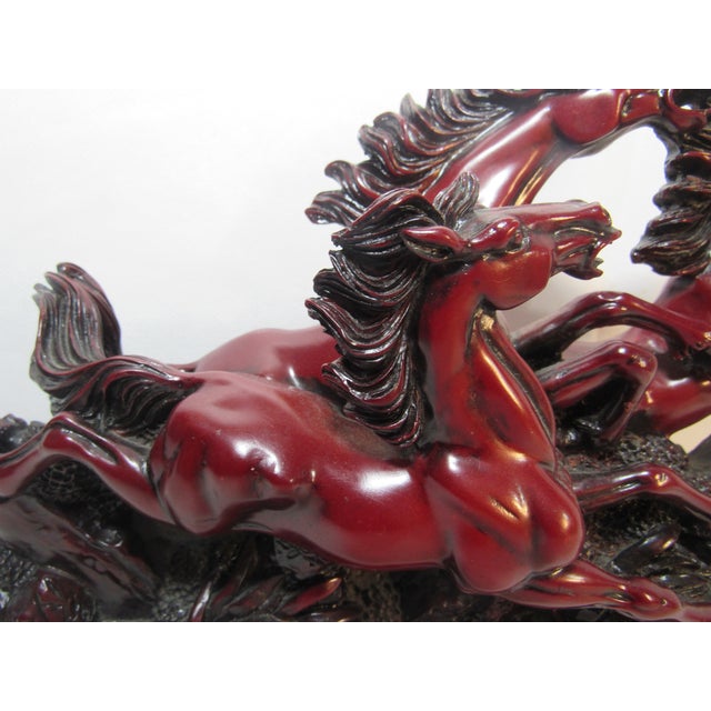 Vintage Red Resin Figure Running Horses For Sale - Image 4 of 15