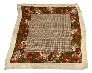 1980s Classic Floral & Houndstooth Design Silk Italian Square Scarf by Valentino