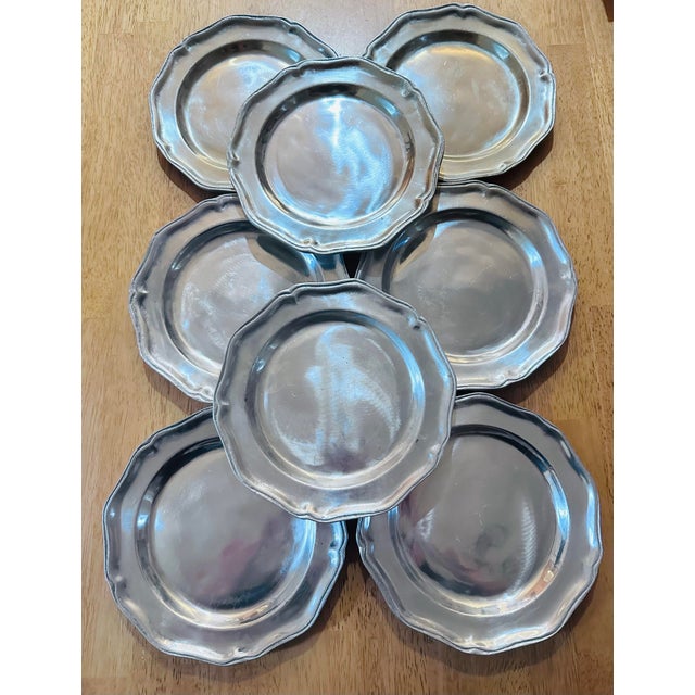 Mid 20th Century Mid-Century American Pewter Plates by Wilton - Set of 8 For Sale - Image 5 of 5