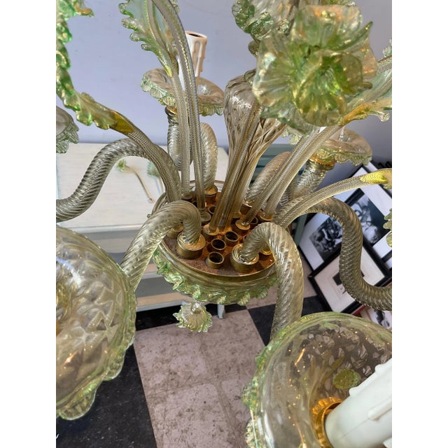 Glass 1950s Green Murano Floral Chandelier For Sale - Image 7 of 12