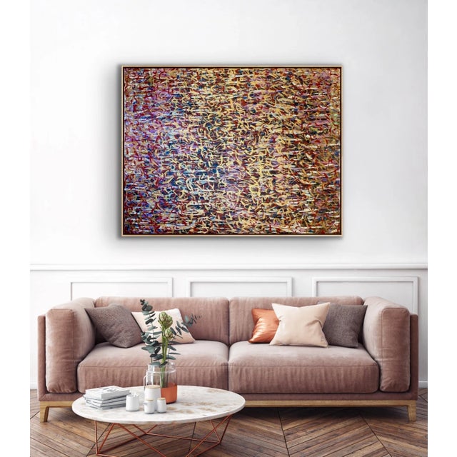 "Kinetic" Original 48"x60" Acrylic on Canvas Abstract Painting With Maple Floater Frame by Pamela Harmon For Sale - Image 11 of 12