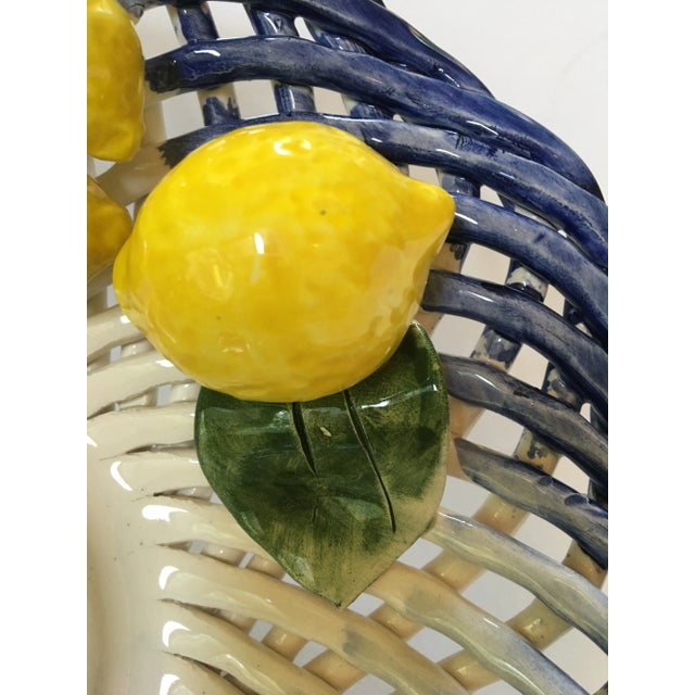 Made in Italy - 11" Late 20th Century Lemon Adorned Handcrafted Woven Porcelain Bowi For Sale - Image 6 of 12