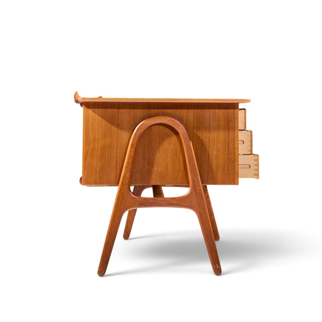 Svend Madsen Mid Century Danish Teak Curved Desk For Sale - Image 10 of 11