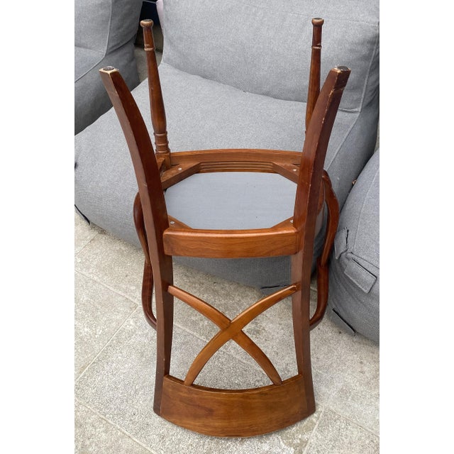 1950s Antique Rustic Office Chair in Cherrywood and Fabric, 1950s For Sale - Image 5 of 18