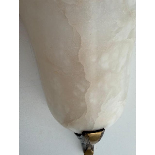 White Art Deco Marble Wall Lights, Italy, 1970, Set of 2 For Sale - Image 8 of 10