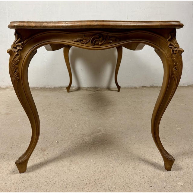 French Louis XV Style Coffee Table with Marble Top, 1940 For Sale - Image 10 of 15