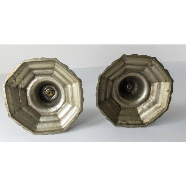 18th or 19th Century Near Pair of Louis XV Style Paktong Candlesticks For Sale - Image 11 of 13