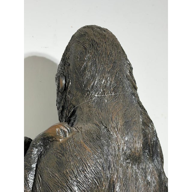 Gorilla Sculpture with Baby Large Decorative Animal Statue For Sale - Image 10 of 11