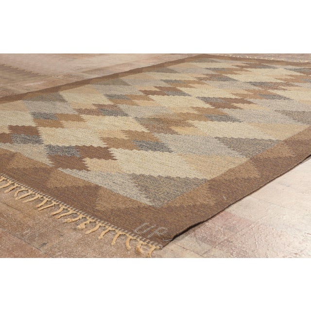 Vintage Swedish Rollakan Rug, 05'07 X 08'01 For Sale - Image 9 of 11