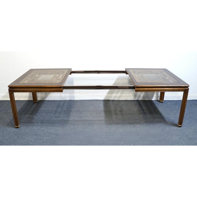 Wood Unique Furniture Contemporary Modern Asian Inspired 68" Dining Table W. Glass Top For Sale - Image 7 of 7
