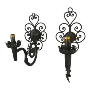 Antique Black Wrought Iron Hand Made Wall Sconces
