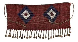 Early 20th Century Red and Blue Diamond Beaded Textile From Cameroon