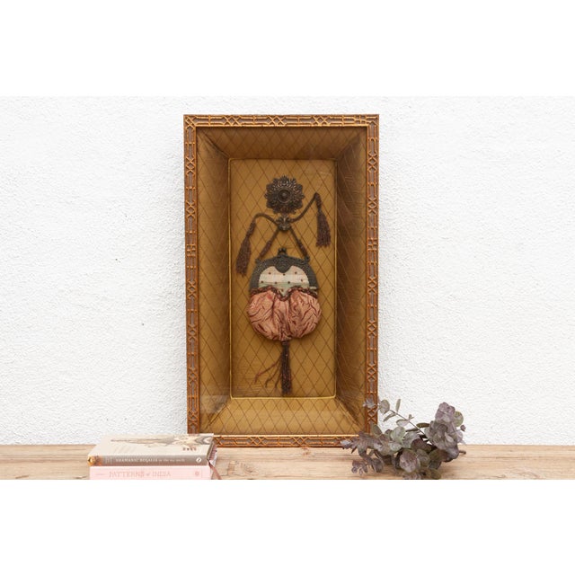 Asian Framed Antique Purse Shadow Box For Sale - Image 3 of 10