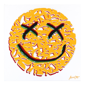 Happy #11 - Street Art Graffiti Happy Face Yellow Abstract Smiley Original Artwork by Armen Ges