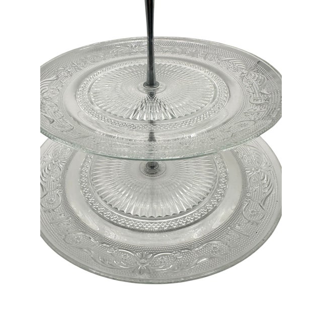 Vintage 3-Tier Pressed Glass Serving Stand For Sale - Image 12 of 12