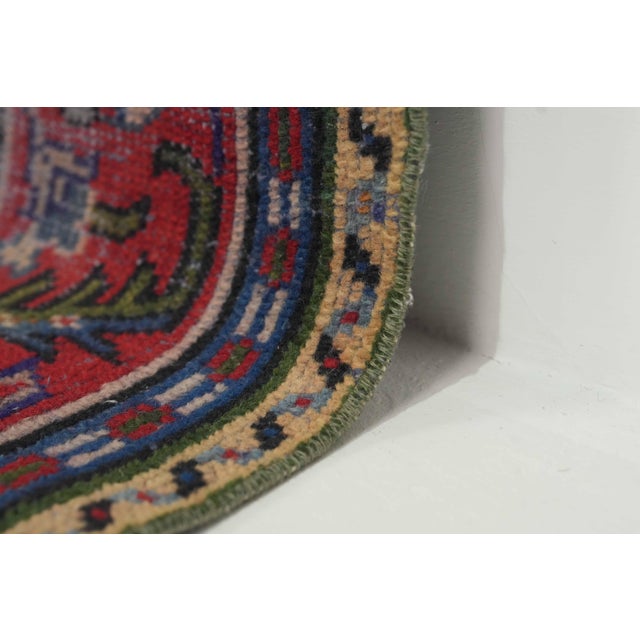 1970s Vintage Turkish Handmade Wool Cotton Blue Area Rug For Sale - Image 4 of 12