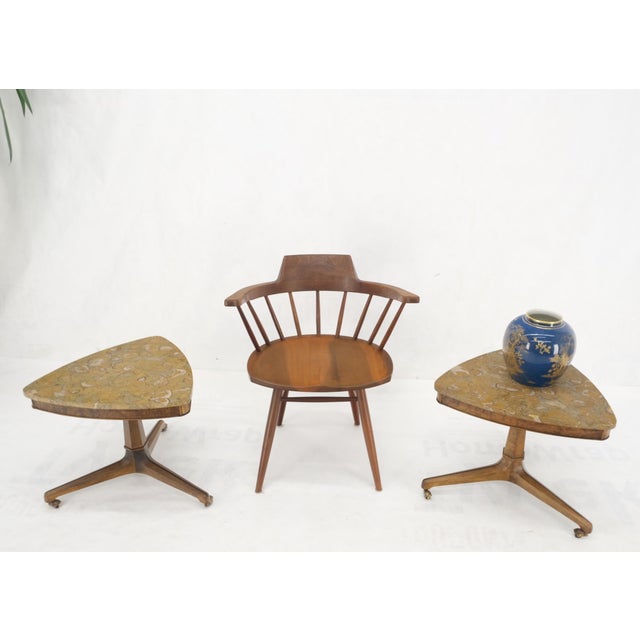 Pair Triangular Shape Marble Tops End Side Stands Lamp Tables Tomlinson Mint! For Sale - Image 14 of 15