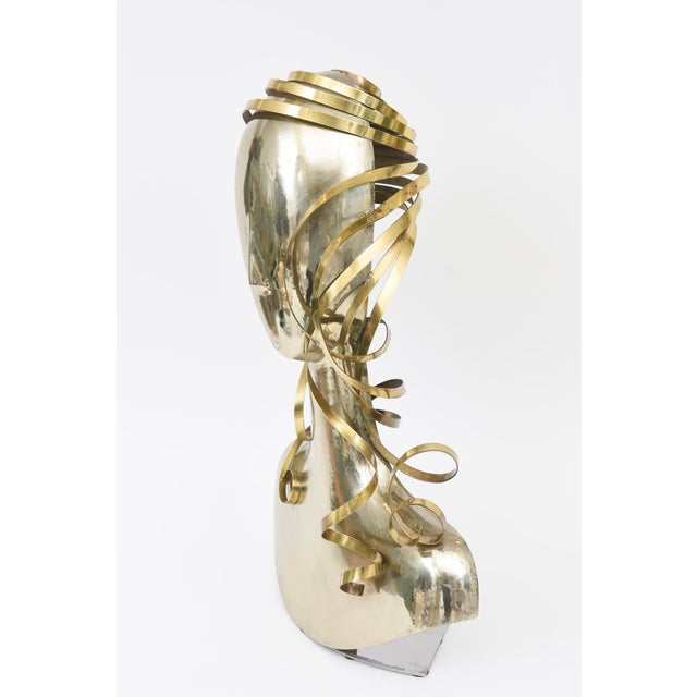 1980s Vintage Signed Karl Schmidt Brass and Hammered Alpaca Silver Austrian Sculpture For Sale - Image 5 of 12