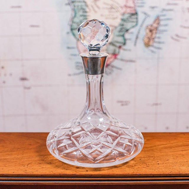 English Vintage Full Bodied Wine Decanter, English, Cut Glass, Hallmarked Silver, Rioja For Sale - Image 3 of 11