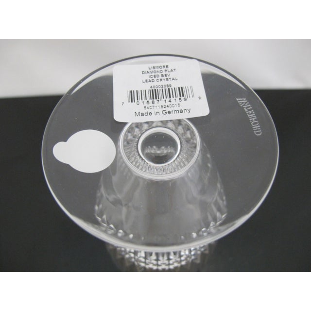 Waterford Crystal Lismore Diamond Platinum Iced Tea Glass Pair Unused in Box For Sale - Image 9 of 9