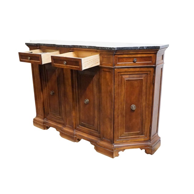 Bernhardt Furniture Solid Cherry Contemporary Italian Neoclassical Tuscan Style 73" Buffet W. Granite Top 802-133 For Sale - Image 10 of 16