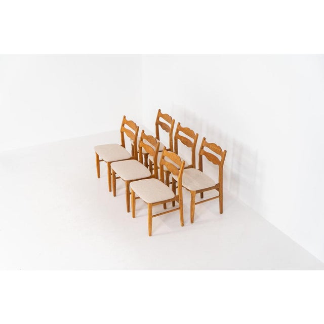 Brutalist Chairs in Oak by Henning Kjaernulf, Set of 6 For Sale - Image 4 of 15