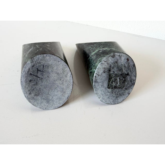 Vintage Modernist Sculptural Green Marble Bookends – A Pair For Sale - Image 12 of 12
