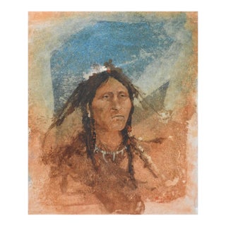 Vintage Portrait of Native American Man Painting For Sale