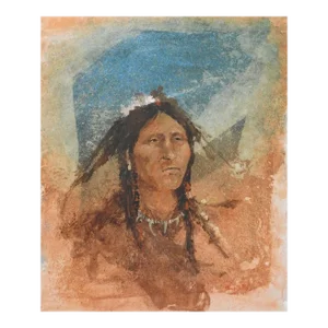 Vintage Portrait of Native American Man Painting