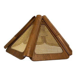 Mid Century Modern Faux Bamboo Rattan Underwriters Laboratories Pendant Light For Sale