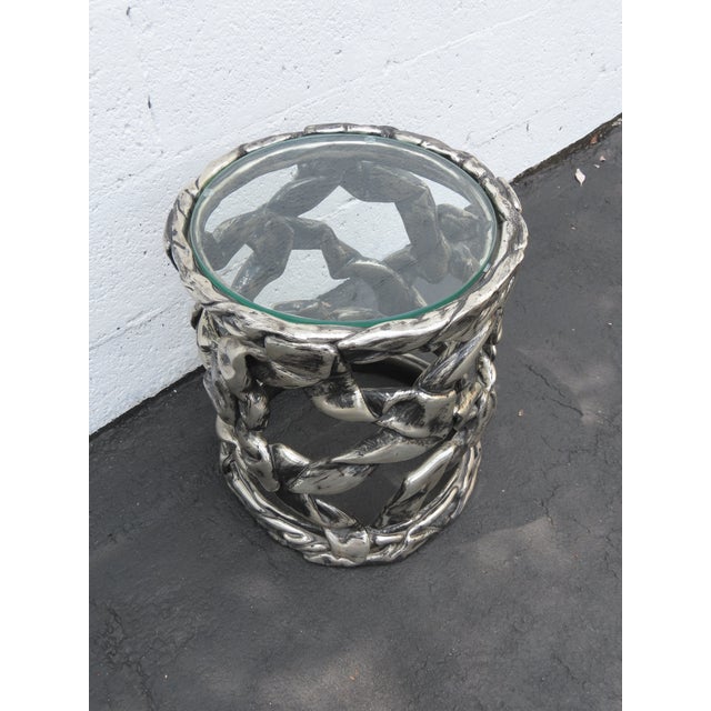 Silver Tony Duquette Style Taffy Mid Century Modern Side End Lamp Table 6424 For Sale - Image 8 of 16