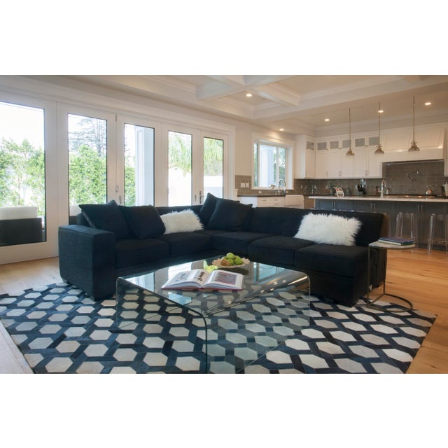 Animal Skin Montgomery Silver/Blue/Multi Patchwork Leather Area Rug - 5'x8' For Sale - Image 7 of 10