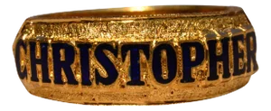 The Christopher: Signed 90% Pure Gold Hand Enameled Christopher Ring