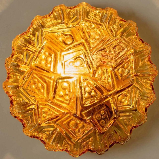 1960s Amber Glass Flush Mounts in the style of Helena Tynell, 1960s For Sale - Image 5 of 14