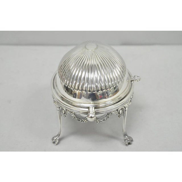Antique English Edwardian Silver Plated Revolving Oval Serving Butter Dish For Sale - Image 12 of 15