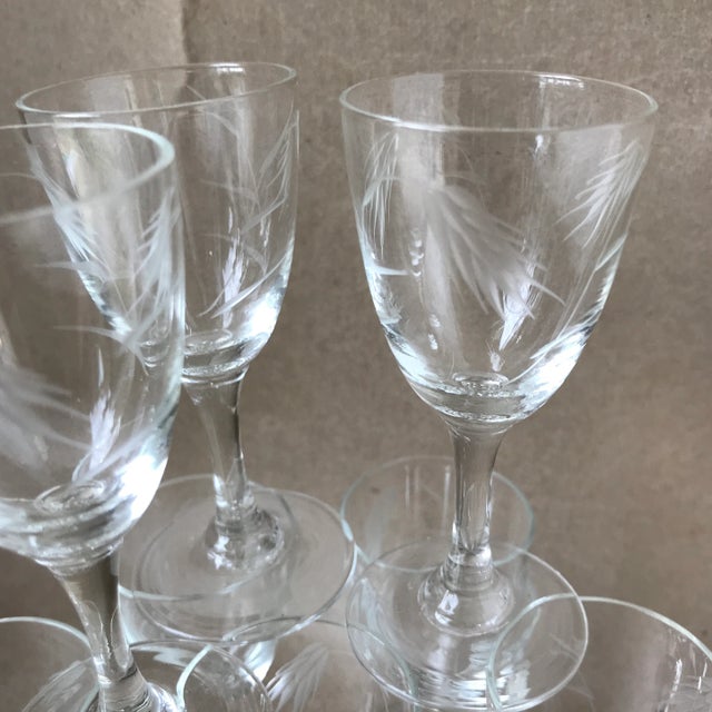 Noritake Sasaki Etched Wheat Pattern Crystal Cordial Glasses Set of 8