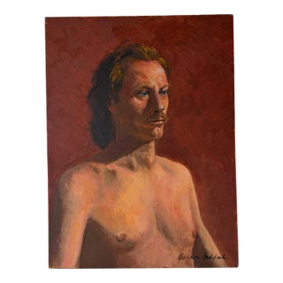 1970s Vintage Figurative Male Portrait Oil on Canvas Painting – Signed For Sale