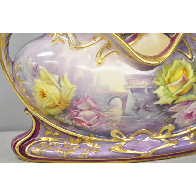 Early 20th Century Antique Franz Anton Mehlem Royal Bonn Germany Art Nouveau Purple Jardinière Vase For Sale - Image 5 of 17