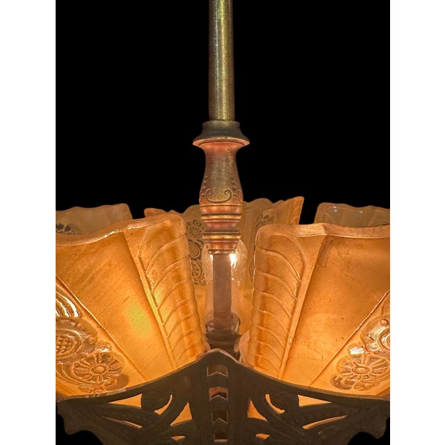 1930s Art Deco Slipshade Chandelier For Sale In South Bend - Image 6 of 6