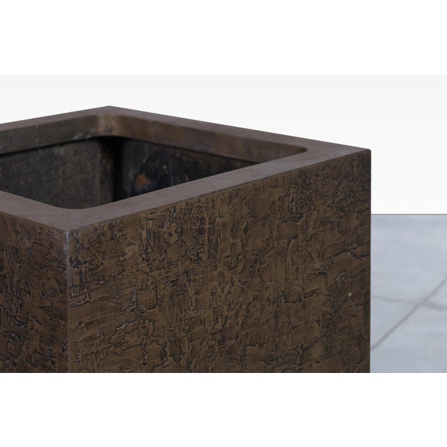 Vintage MidCentury Modern Bronze Resin Square Planters by Forms and