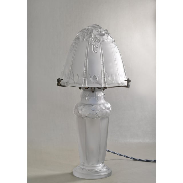 Daum French Art Deco Mushroom Table Lamp by Pierre d'Avesn Lorrain Daum #2 - 1930s France For Sale - Image 4 of 16