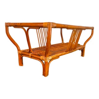 Mid 20th Century Chinoiserie Boho Bent Bamboo Coffee Cocktail Table For Sale