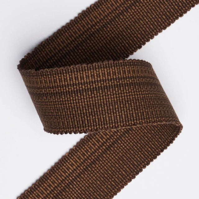 Contemporary SAMPLE - Schumacher Cotton Strie Tape Medium In Chestnut 1" For Sale - Image 3 of 3