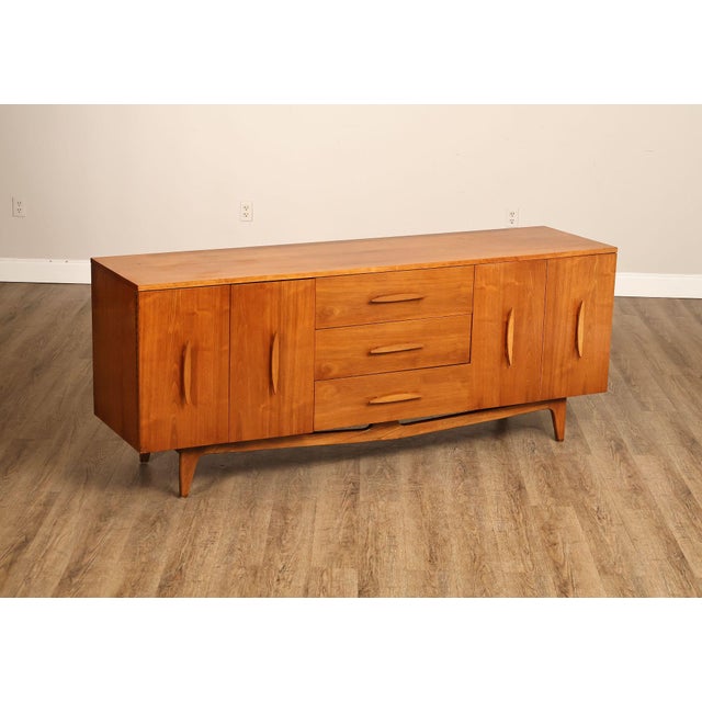 High Quality American Made Mid Century Modern Walnut Lowboy Dresser In The Style Of Albert Parvin Featuring A Clean Linear...