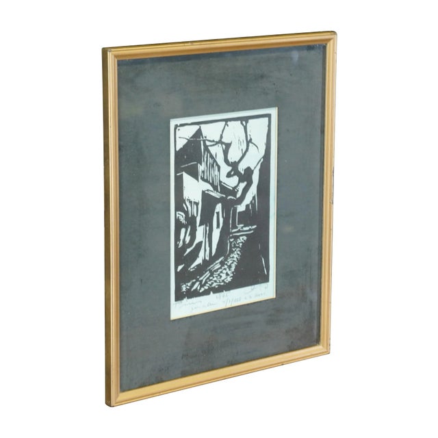 Pins, Jacob (Ger./Isr., 1917-2005). Cobbled path with house and tree in Jerusalem. The print is dated 1965 with an...